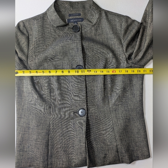 Anne Klein Women’s Short Jacket Suit Coat Brown Black Stretch Shimmer Size 14 - Picture 15 of 16
